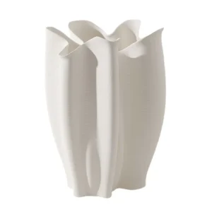 Fugurato Elia Vaas Wit - Keramiek met Golvend 3D-Reliëf - Ø21 x H28,5 cm