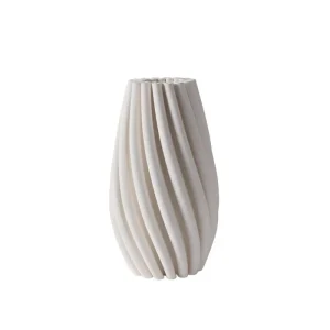 Fugurato Lia Vaas Wit - Keramiek met Spiraalvormig 3D-Reliëf - Ø10,5 x H20,5 cm
