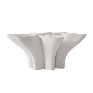 Fugurato Rosa Schaal Wit - Keramiek met 3D-Organische Bloemvorm - Ø35 x H15 cm